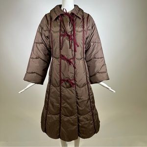 Vintage 80’s The TOTES Reversible Puffer Jacket Long Length Tie Up Brown Size S